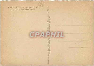 The Petit Palais — Paris (1900) — Art Gay Editions — Back