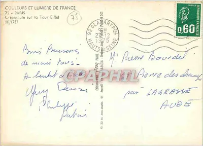 Crepúsculo sobre a Torre Eiffel — Éditions Jean-Jourdes, n° 75/1757 — Verso