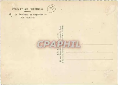 Grobowiec Napoleona I w Invalidzach — Paris et ses Merveilles n°831 — Wydawca Leconte — Rewers