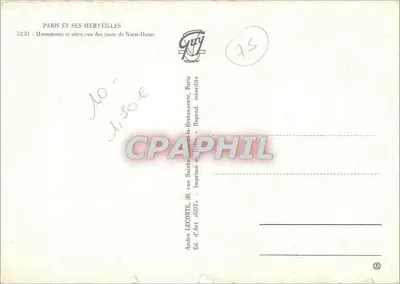 Paris e suas maravilhas — 5231 — Ed. d'Art GUY, Paris — Verso