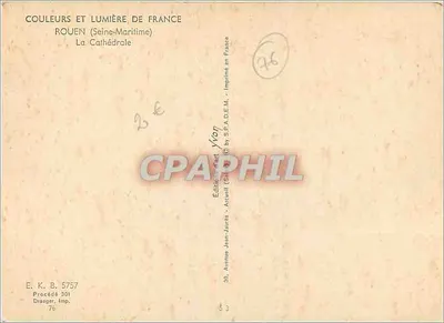 Rouen — Katedra — Éditions Jean-Jaurès — Rewers