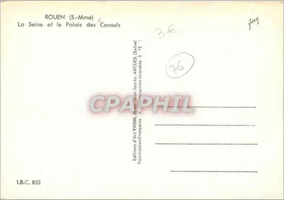 Rouen — A Sena e o Palácio dos Conselheiros — Éditions d'Art Yvon — Verso