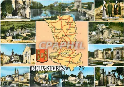 Deux-Sèvres — Carte postale panoramique avec carte et sites — Éditions Artaud & Gaby, Nantes