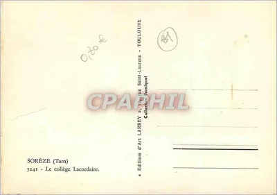 Sorèze (Tarn) — O colégio Lacordaire — Edições d'Art Larrey — Verso