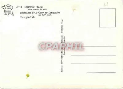 Cordes-sur-Ciel — ogólny widok — Wydawnictwo TARGUEBAYE — Rewers