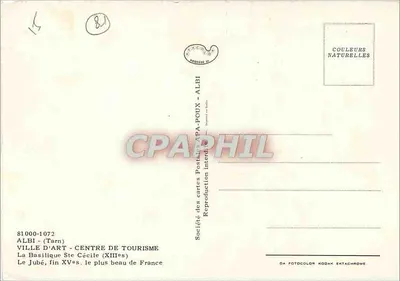 A Basílica de Santa Cecília — O Jubé, final do século XV — Sociedade das cartas postais APA-POUX - ALBI — Verso