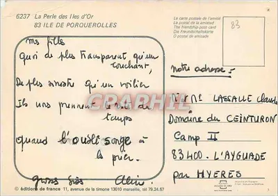 Porquerolles — ilha das ilhas de Ouro — edição França — Verso