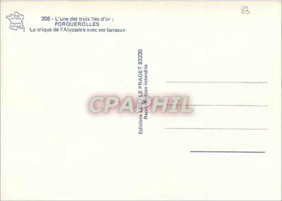 Porquerolles — Vista da crique d’Alycastre — Éditions Léo Le Pradet — Verso