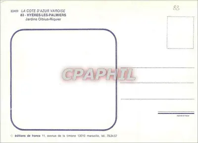 Ogród Olbius-Riquier — Hyères-les-Palmiers — wydawnictwo Francji — Rewers