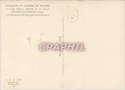 Los Muros y la Capilla de San Francisco — Bormes-les-Mimosas (Var) — Edición Yvon — Reverso