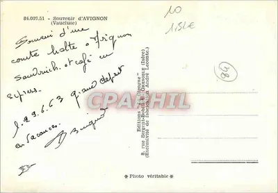 Avignon — widok panoramiczny z mostem, pałacem, statuą i ulicą — Éditions Sergent-Bobil — Rewers