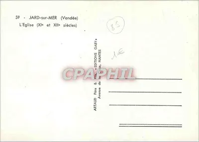 Jard-sur-Mer — A Igreja (séculos XI e XII) — ArtAUD & Fils, Edições Gaby, Nantes — Verso