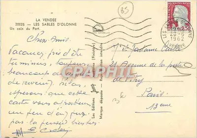 Les Sables d'Olonne — Kąt portu — Wydawnictwo Finistère — Rewers