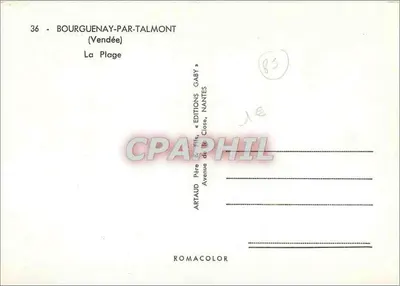 Bourguenay-Par-Talmont — A Praia — Edições Gaby, Nantes — Verso