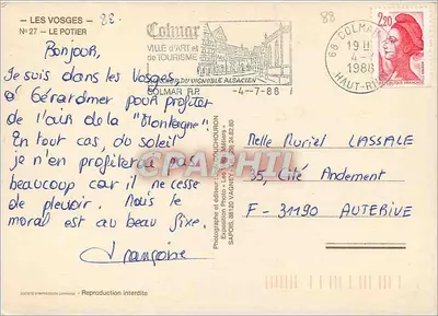 O ourives — Gérardmer, Vosges — Colmar, editor « Les Vosges » n°27 — Verso