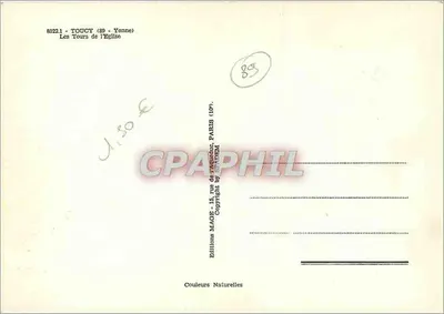 Toucy (Yonne) — Wieże Kościoła — Wydawnictwo MAGE, Paryż — Rewers