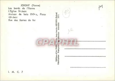 Joigny (Yonne) — Brzegi rzeki Yonne — Wydawca: Wydawnictwo Sztuki Yonne — Rewers