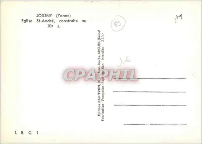 Joigny (Yonne) — Katedra św. Andrzeja, XIX wiek — Wydawnictwo Sztuki Yvon, n° 1 — Rewers