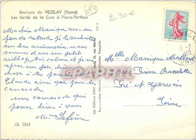Entornos de Vézelay (Yonne) — Las orillas de la Cure en Pierre-Perthuis — Les Éditions d'Art, París — Reverso