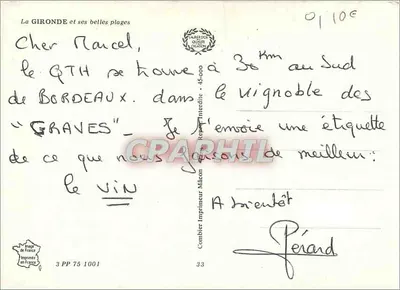 A Gironde e suas belas praias — Combier Imprimeur Maison, n° 3 PP 75 1001 — Verso