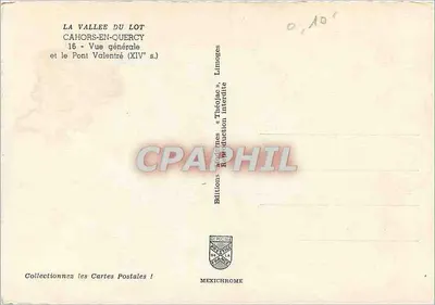 Cahors-en-Quercy — Ogólny widok i most Valentré (XIV w.) — Wydawnictwo Théoloc, Limoges — Rewers