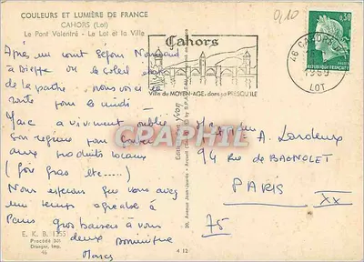 Cahors (Lot) — Most Valentré i miasto — Wydawnictwo Jean-Yvon — Rewers