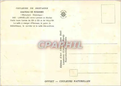 Zamek Rosanbo — Wydawca: Wydawnictwo Sztuki Jacques Stoll, Louannec (Côtes-du-Nord) — Rewers