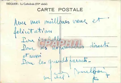 Tréguier — Katedra (XV wiek) — Karta pocztowa — Rewers