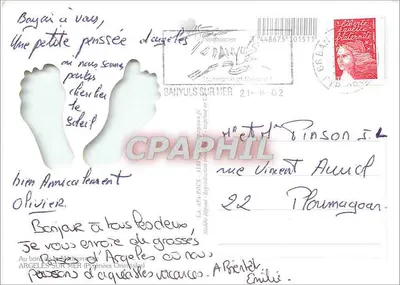 Argeles sur Mer — praia e promenade — editor desconhecido, série com recortes nas bordas — Verso