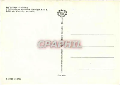 La chiesa di Locquirec — editore Combier Imprimeur Mâcon, n° 29153 155.0486 — Verso