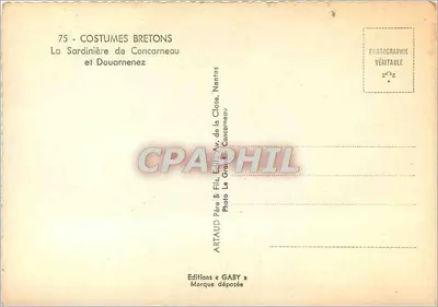 Dziewczyna w kroju bretońskim — La Sardinière de Concarneau — Wydawnictwo Gaby — Rewers