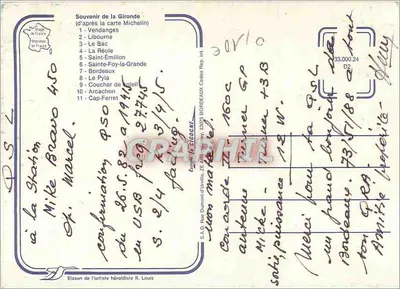 Gironde — Karta turystyczna z fotografiami i trasami — Wydawca: S.A.D. Rue Dumont d'Urville, 33075 Bordeaux — Rewers