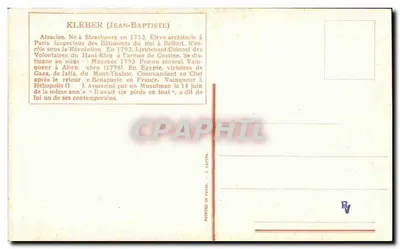Kléber (Jean-Baptiste) — Alsacien, militar revolucionário — L. Vallet — Verso