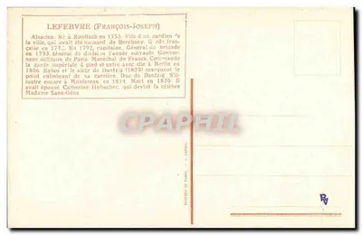 François-Joseph Lefebvre — Geral de divisão, Maréchal da França — Éditeur de Paris, n° 1. LAVOTA — Verso