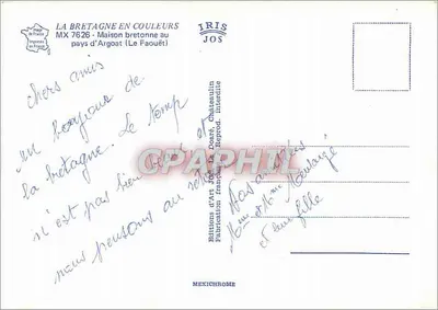 Casa Bretã no país de Argoat — Le Faouët — Éditions d'Art Jos. Châteaullin — Verso