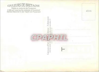 Grosses Bises der Bretagne — Mädchen im Kleid aus Fouesnant — Verlag Art Jack — Rückseite