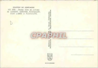 Coiffes de Bretagne — Coiffes tradicionais — Éditions Mexichrome, n° MX 3365 — Verso