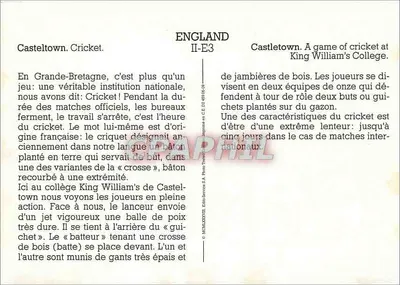 Castletown. Cricket. — King William's College — Editor: Photo-Services S.A. — N° de série II-E3 — Verso