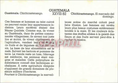 Chichicastenango — rynek niedzielnego — Gwatemala, wydawca GRAPHIL, nr XXVIII-B2 — Rewers