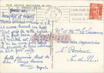 Iglesia de San Esteban de Caen — vista exterior lado este — edición Pierrida — Reverso