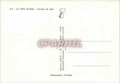 Côte d'Azur — zachód słońca — Wydawnictwo S.E.P.T. - Nice — Rewers
