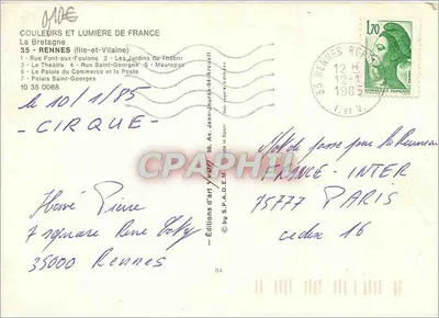 Rennes — Jej stare ulice, ogrody i zabytki — Wydawnictwo Yvon — Rewers