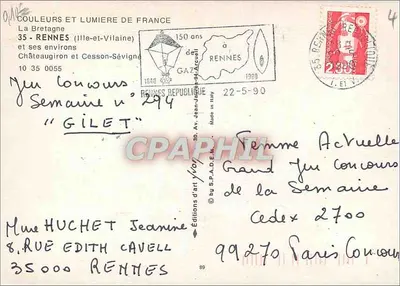 Rennes i jego okolice — Wydawnictwo S.P.A.D.E.M. nr 294 — Rewers