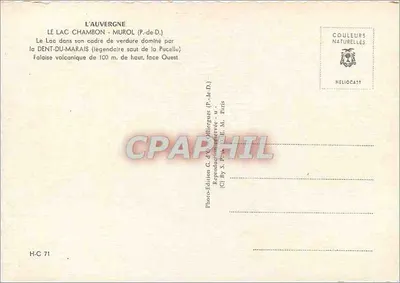 Jezioro Chambon - Murol — dominowane przez Dent-du-Maraîs — Wydawnictwo G. d'Olliergues — Rewers