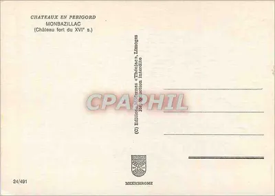 Castelo de Monbazillac — Castelos no Périgord — Edições Théolac, n°24/491 — Verso