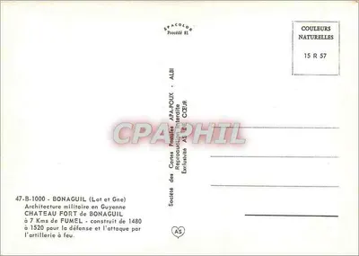 Castelo forte de Bonaguil — Lot et Gne — Société des Cartes Postales APA-POUX — Verso