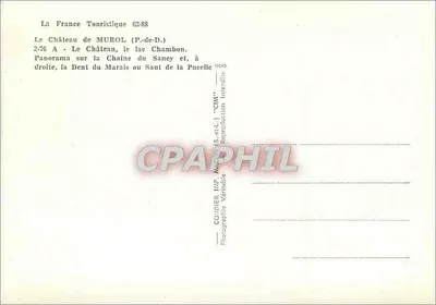 Zamek Murois (P.-de-D.) — Panorama łańcucha Sancy, jeziora Chambon i Denty du Marais — COMBIER IMP. (S.-et-L.) — Rewers