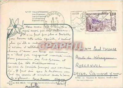 Llac d'Engolasters — Andorra — wydawca M.C. ISCLA, nr 477 — Rewers