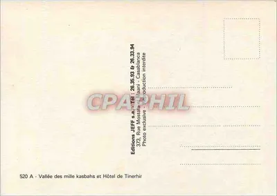 Vallée des mille kasbahs et Hôtel de Tinerhir — Éditions JEFF s.a. — n° 520 A — Verso