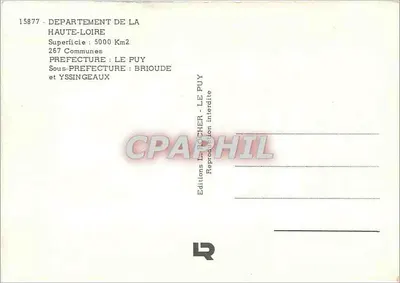 Haute-Loire — Carte postale touristique — Éditions L. Rocher — Verso